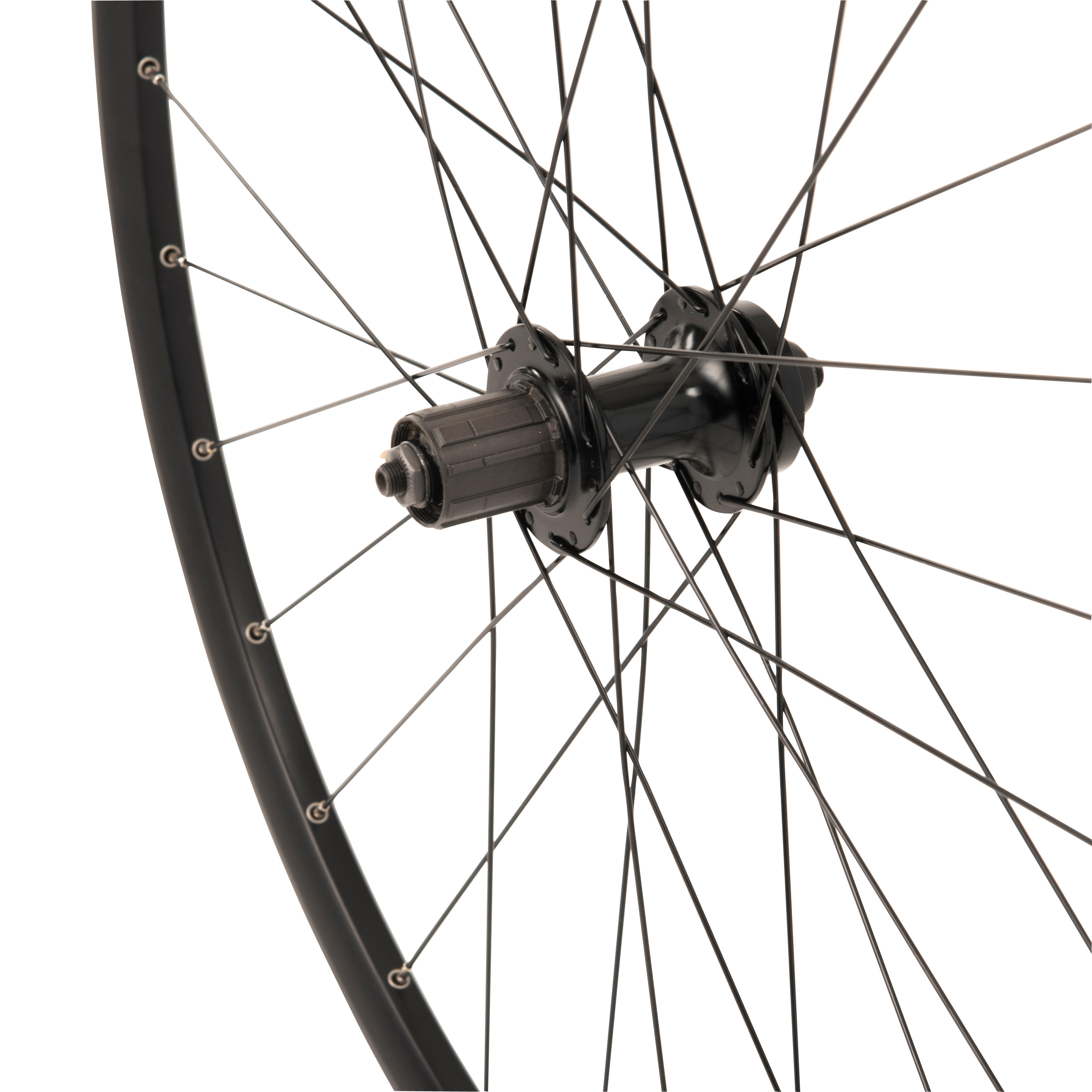 Wheel 28_QUOTE_ Rear Double-Wall Rim Cassette Disc Brakes Hybrid Bike - Black