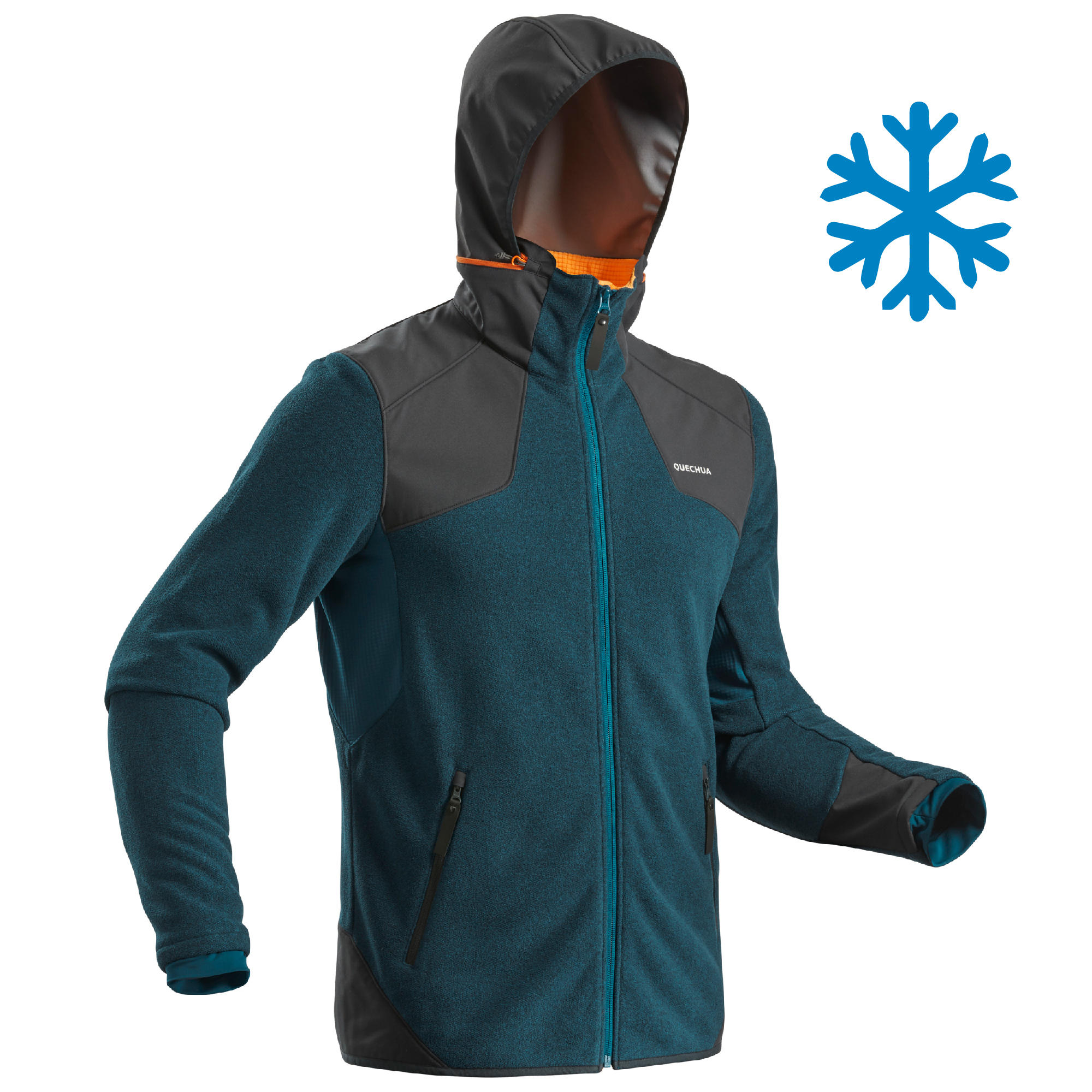 Men' snow hiking fleece SH500 (X-Warm) - blue grey