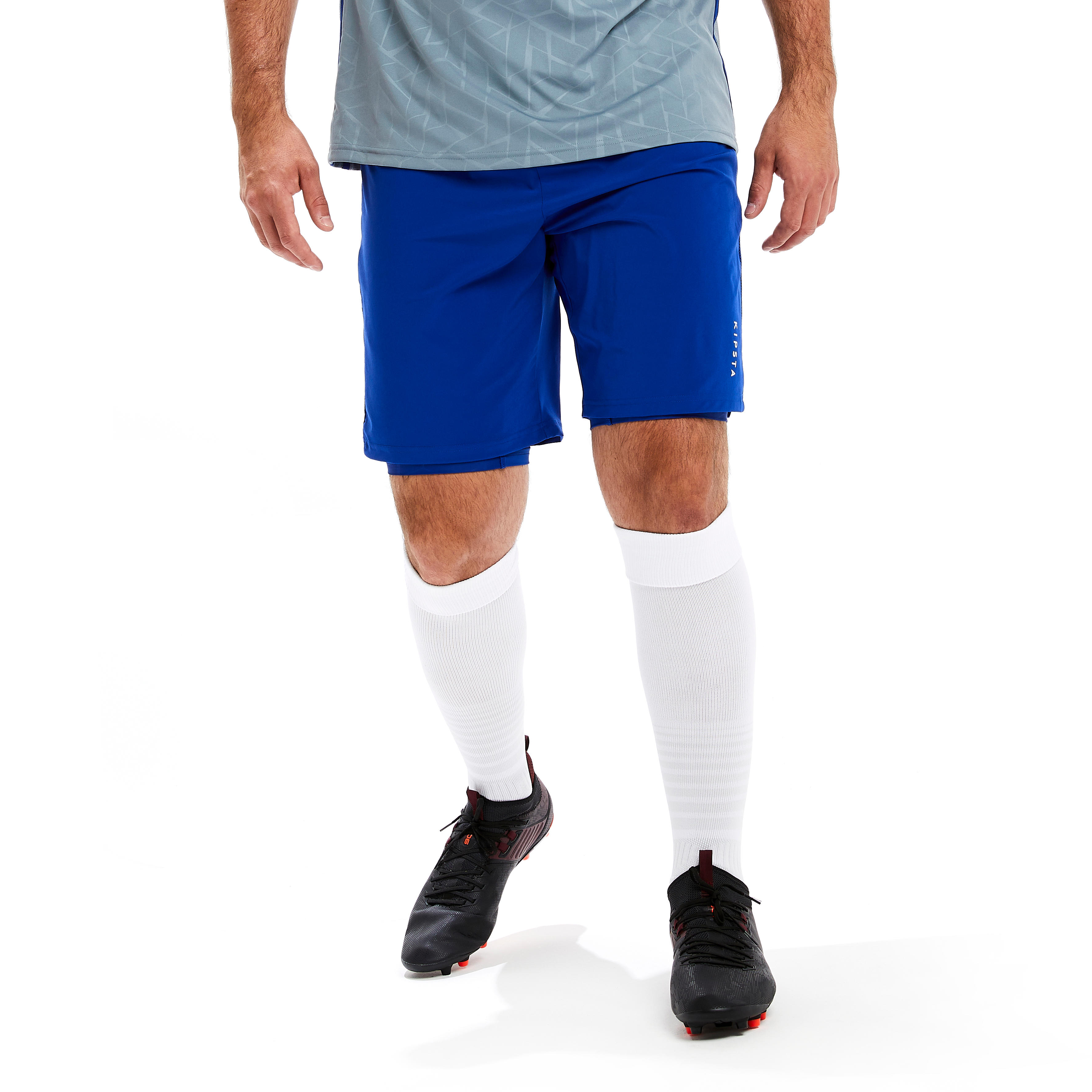 Adult 3-in-1 Football Shorts Traxium - Blue - By KIPSTA | Decathlon
