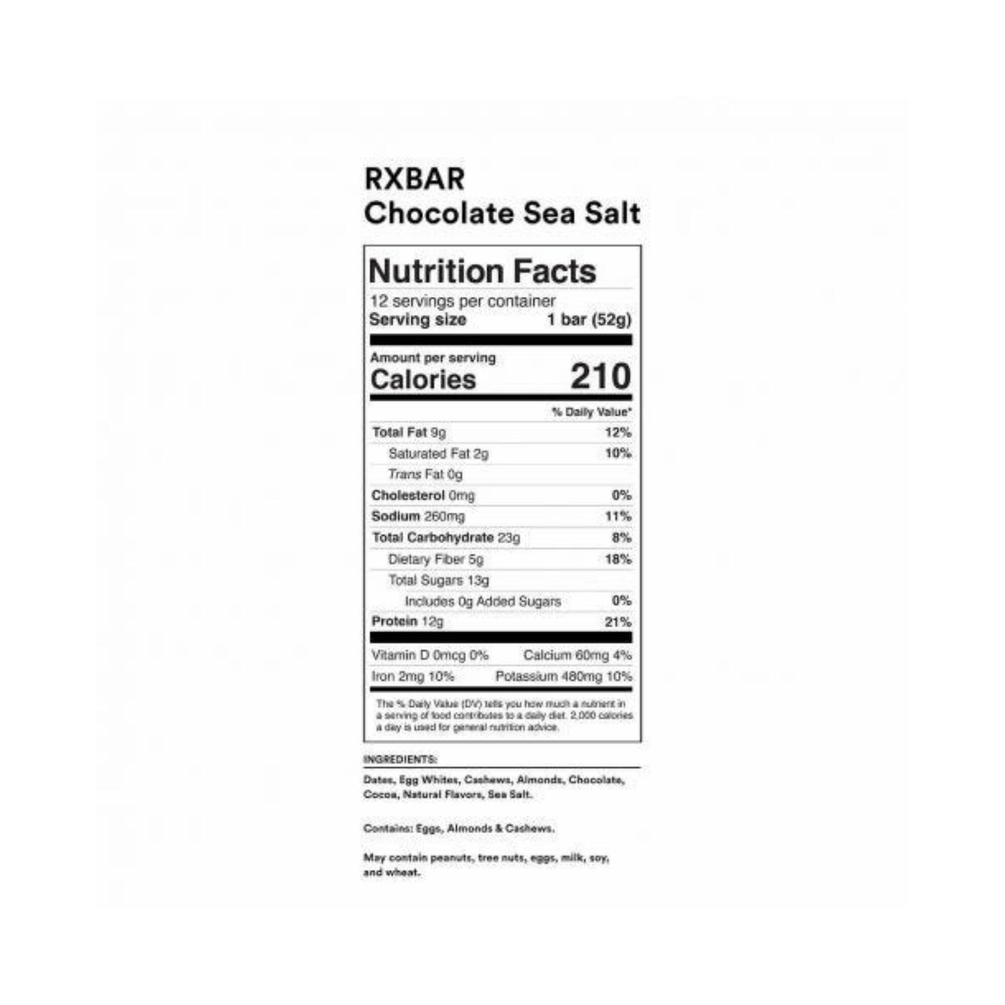 Rx Bar Chocolate Sea Salt 52g