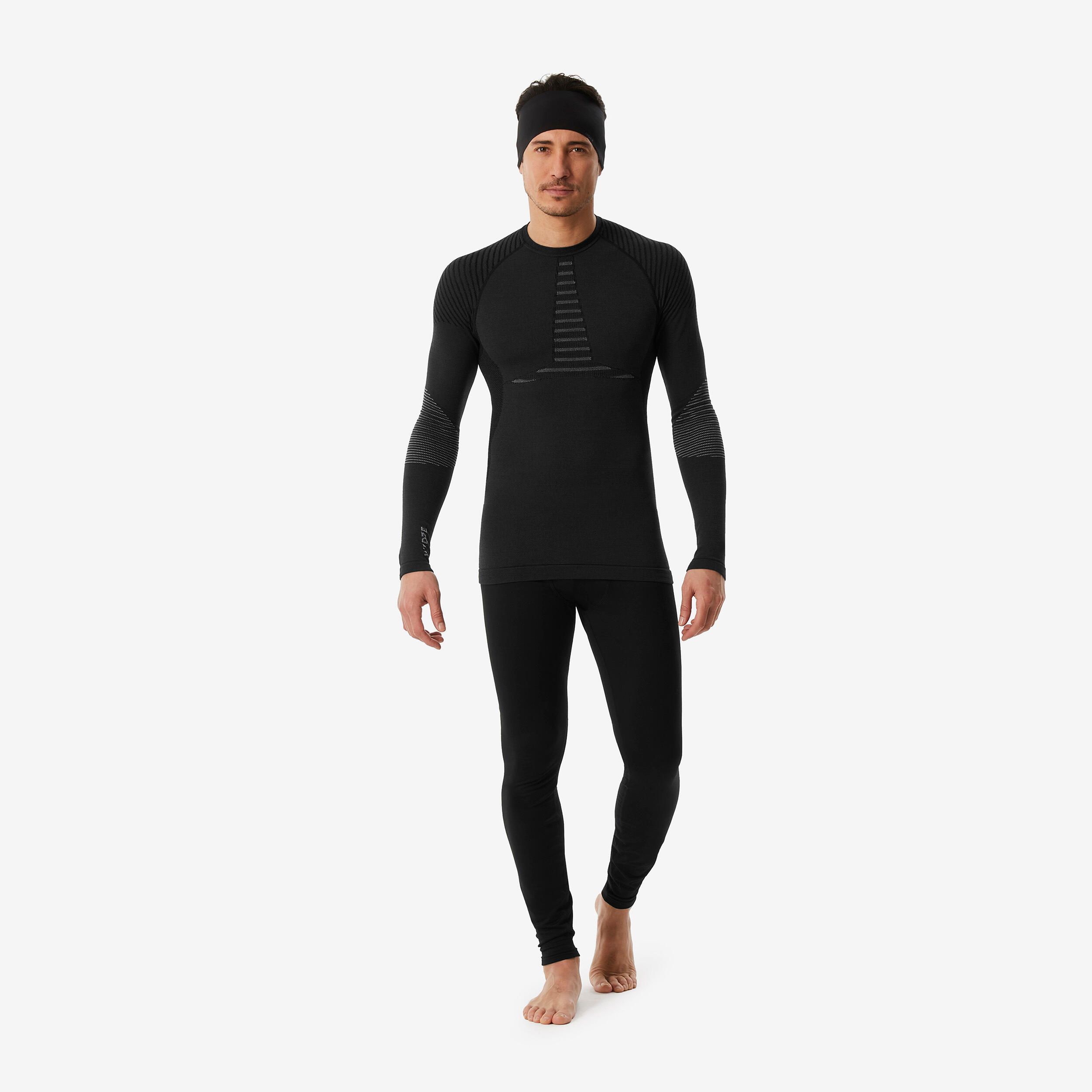 Mens Merino Wool Top Ski Base Layer Bl Smoked Black Carbon