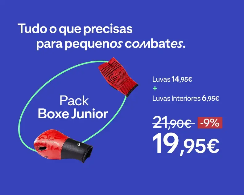 Pack de boxe júnior com luvas e luvas interiores vermelhas a 19,95€, com 9% de desconto.