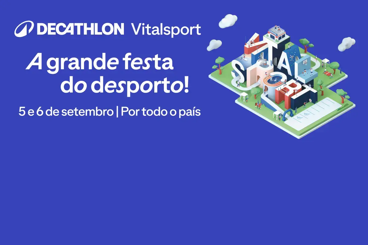 Evento Vitalsport da Decathlon promovendo a experimentação de diversas modalidades desportivas para toda a família.