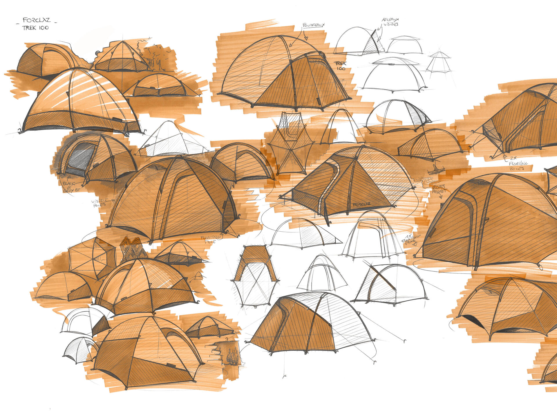 Dessin de recherche sur les tentes