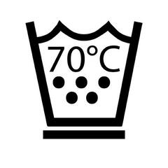 Максимална температура на пране 70°C. Умерено третиране.
