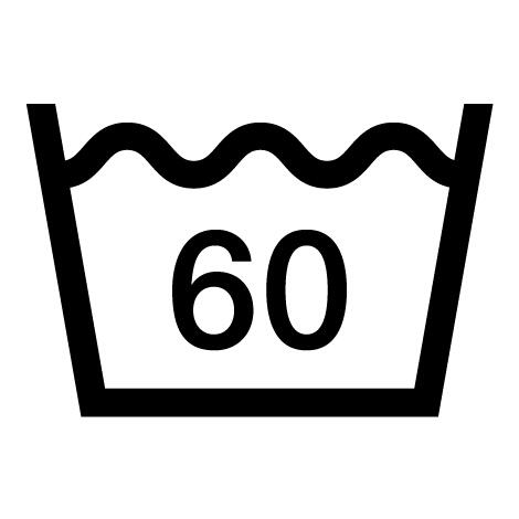 Temperatura máxima de lavagem 60°C. - Tratamento normal.
