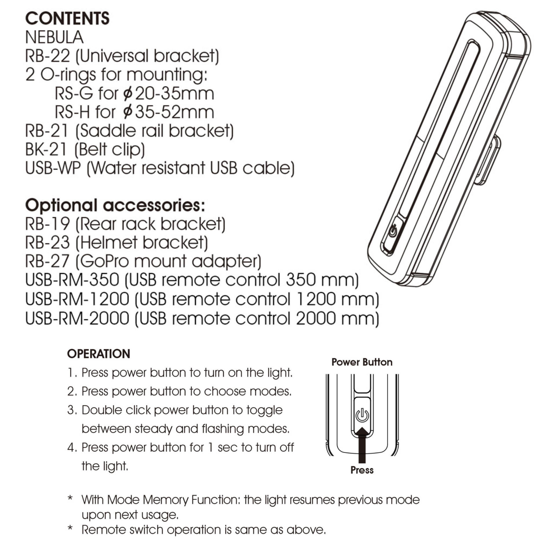 Bike Light Moon Nebula 100(flashing 200) Lumens USB Rechargeable