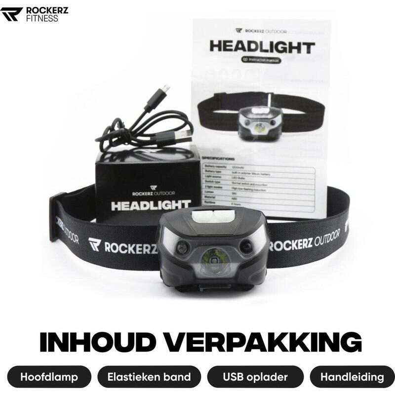 Rockerz Outdoor - Hoofdlamp - Smart Sensor - Oplaadbaar