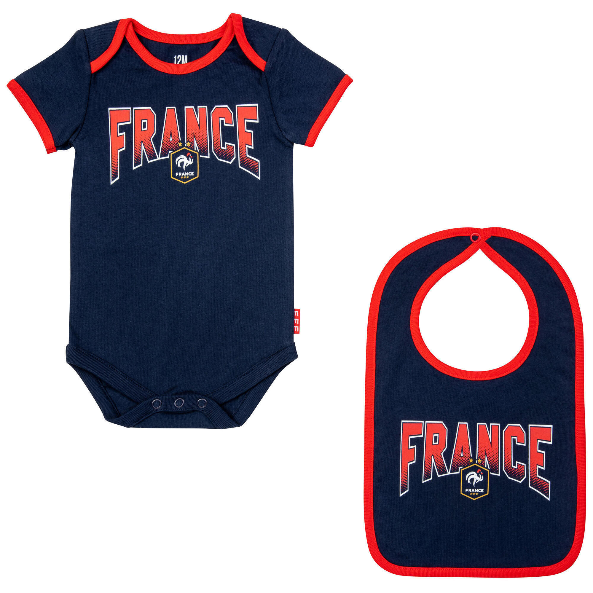 Body bavoir bébé garçon FFF - Collection officielle Equipe de France de Football 1/2