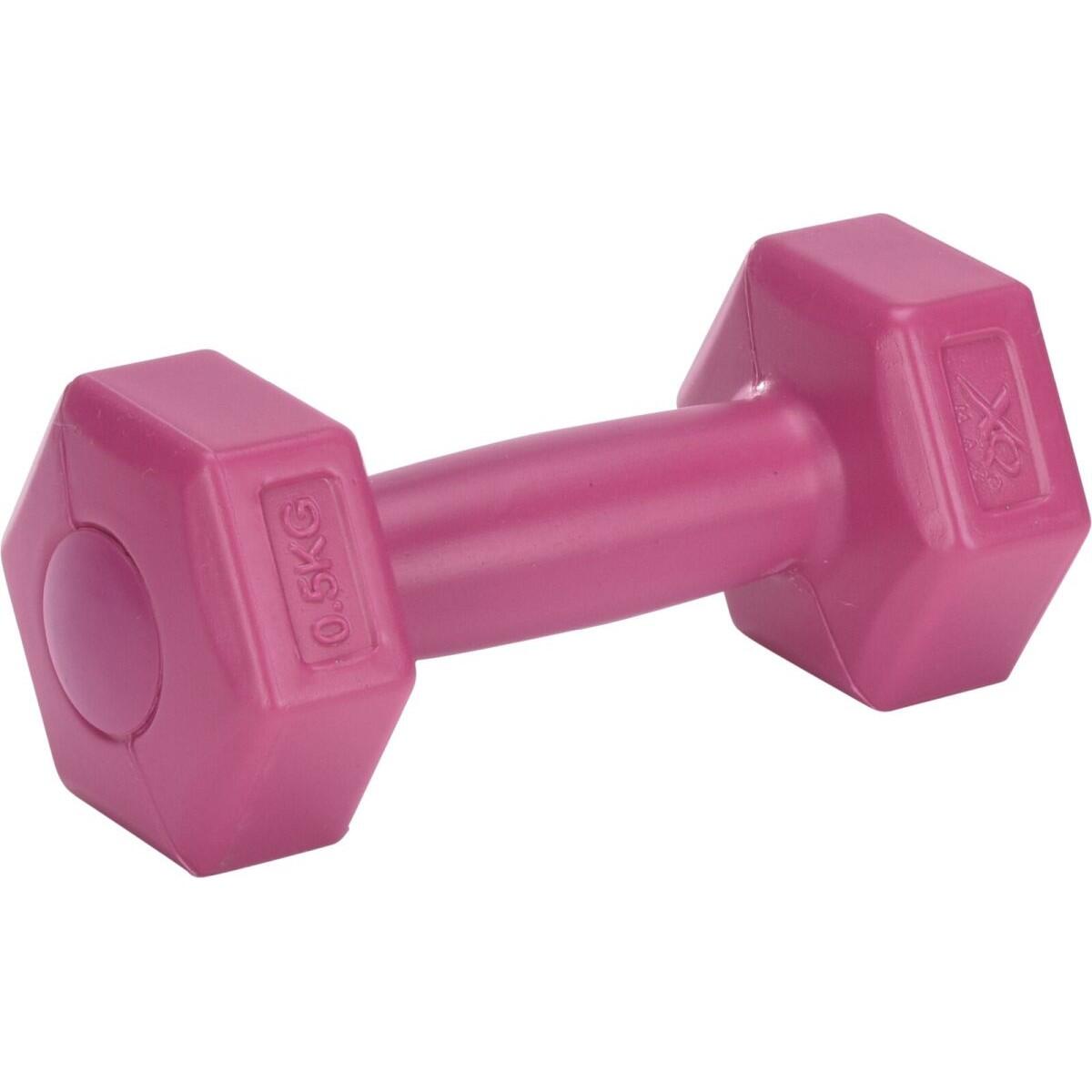 Haltères XQMAX 2x500 g rose en ciment composite hexagonal 3/7