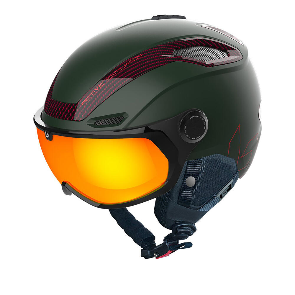 BOLLÉ V-LINE CARBON ADULT VISOR SNOW HELMET - Matte Forest/Phantom Fire