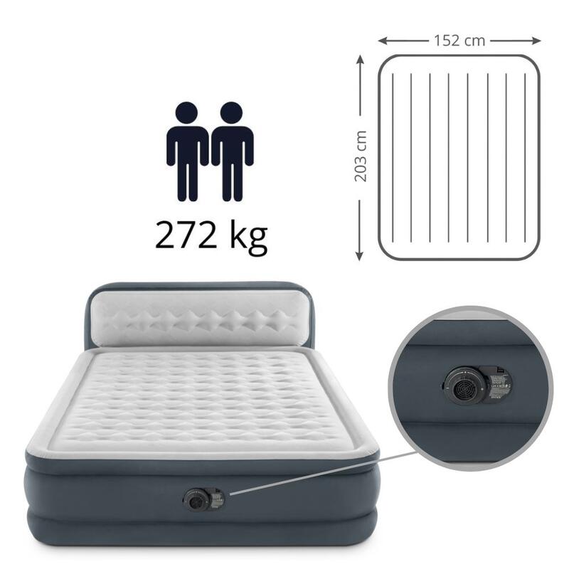 Intex Matelas gonflable - 2 personnes - 152 x 236 x 86 cm - Gris