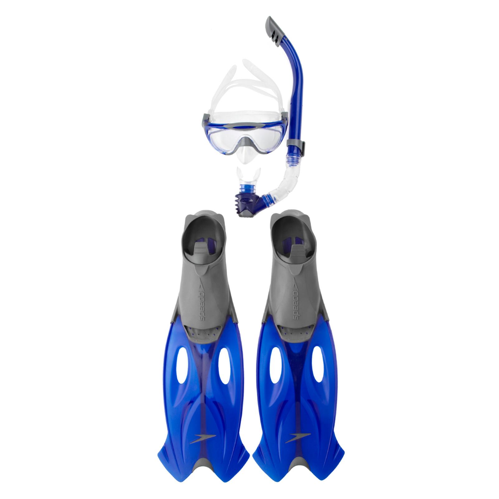 Speedo - Speedo Glide Snorkel Fin Mask + Fins + Snorkel Set - Kit De Snorkeling - Blanc|bleu - 36 Xs - Decathlon