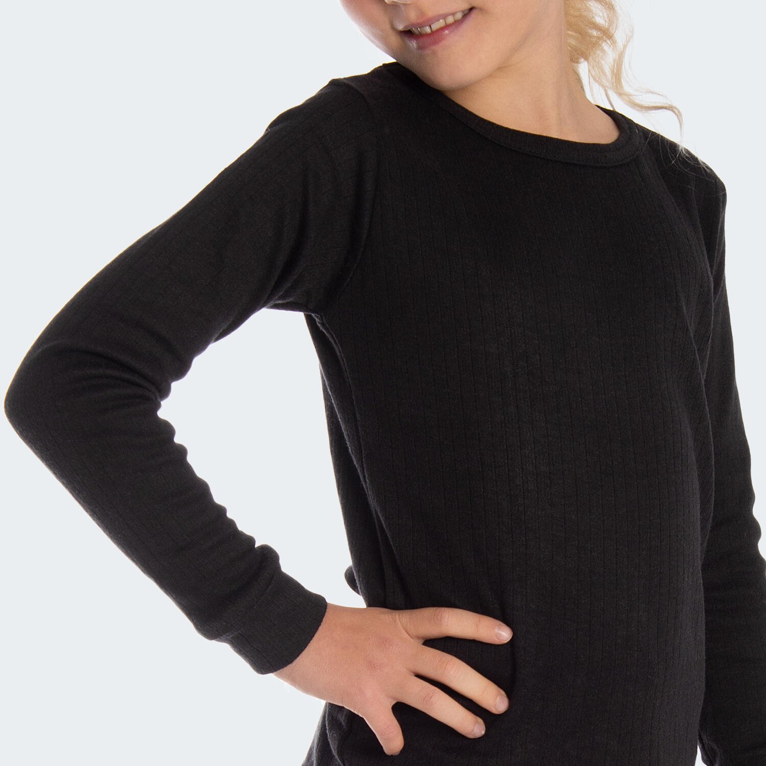 Thermoshirt voor kinderen | Sportonderhemd | Binnenkant fleece | Zwart 6/7