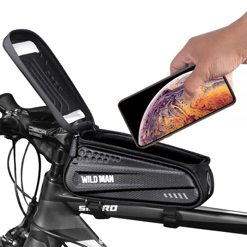 Geantă cadru bicicletă cu suport telefon