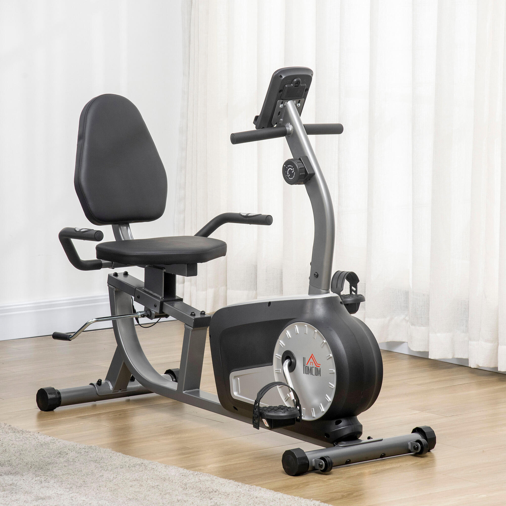 Bicicleta estática 122-137x62x103 cm cinzento HOMCOM 2/7
