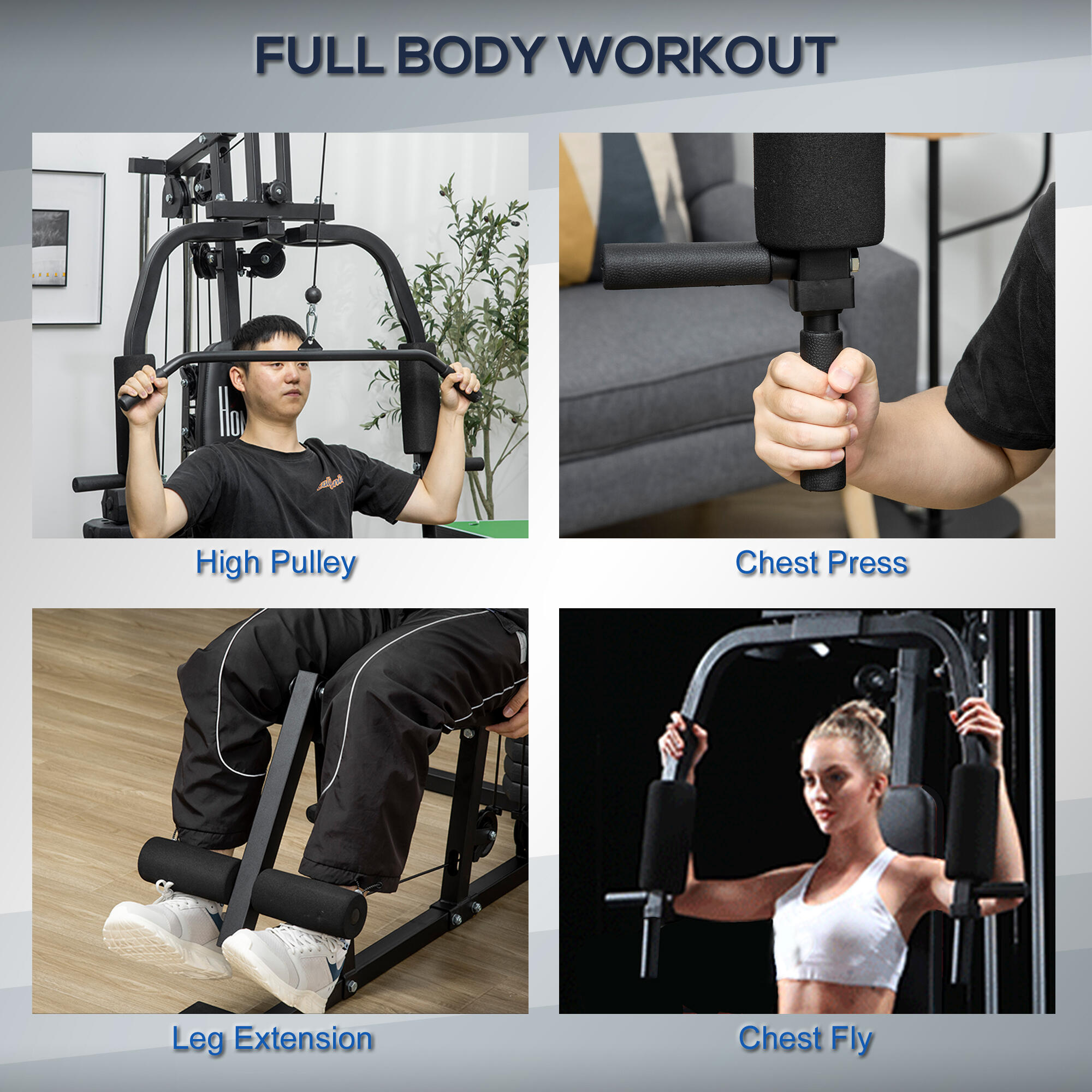 HOMCOM Palestra Multifunzione con Pesi da 45kg per Home Gym 135x103x200cm 4/8