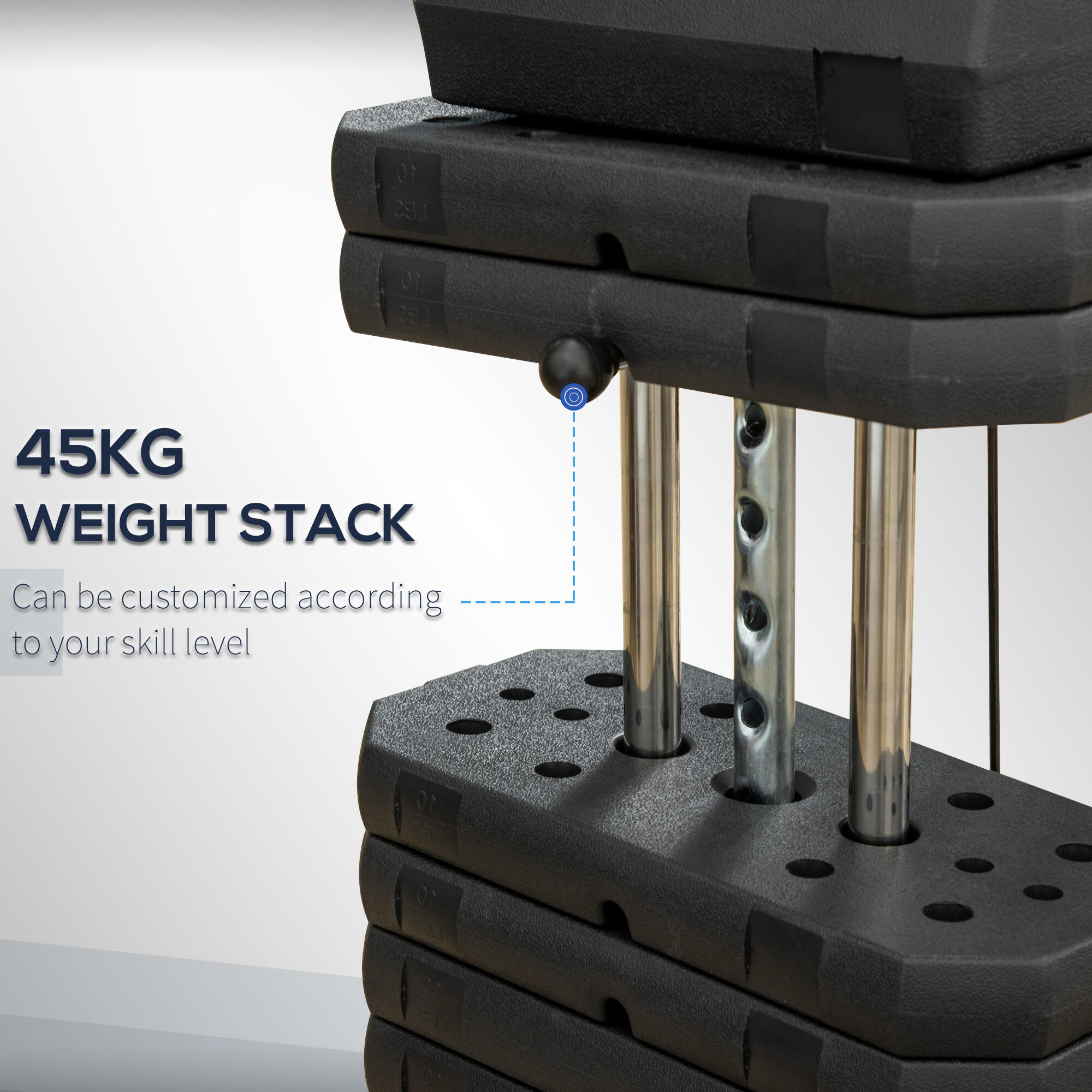 HOMCOM Palestra Multifunzione con Pesi da 45kg per Home Gym 135x103x200cm 5/8