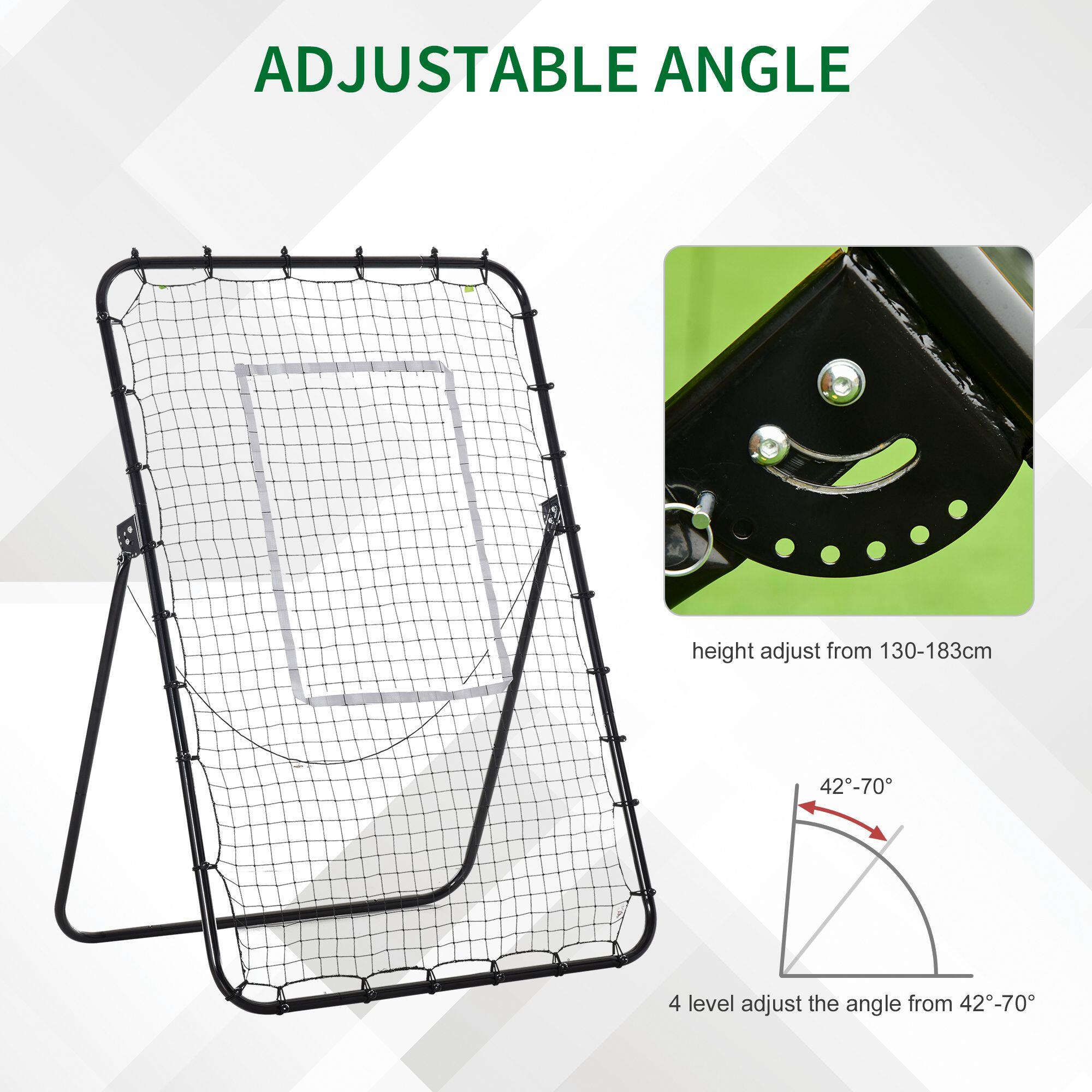 HOMCOM Rete da Calcio Rebounder Pieghevole con Bersaglio e Angolo Regolabile 5/7