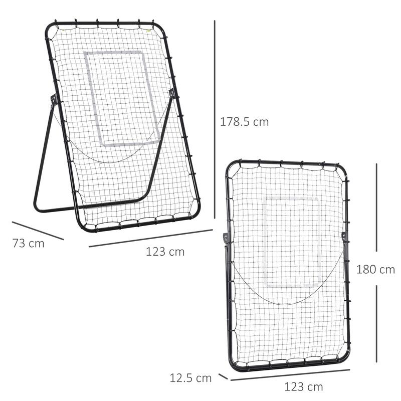 HomCom Plasa de fotbal Rebounder pliabila cu tinta si Unghi reglabil