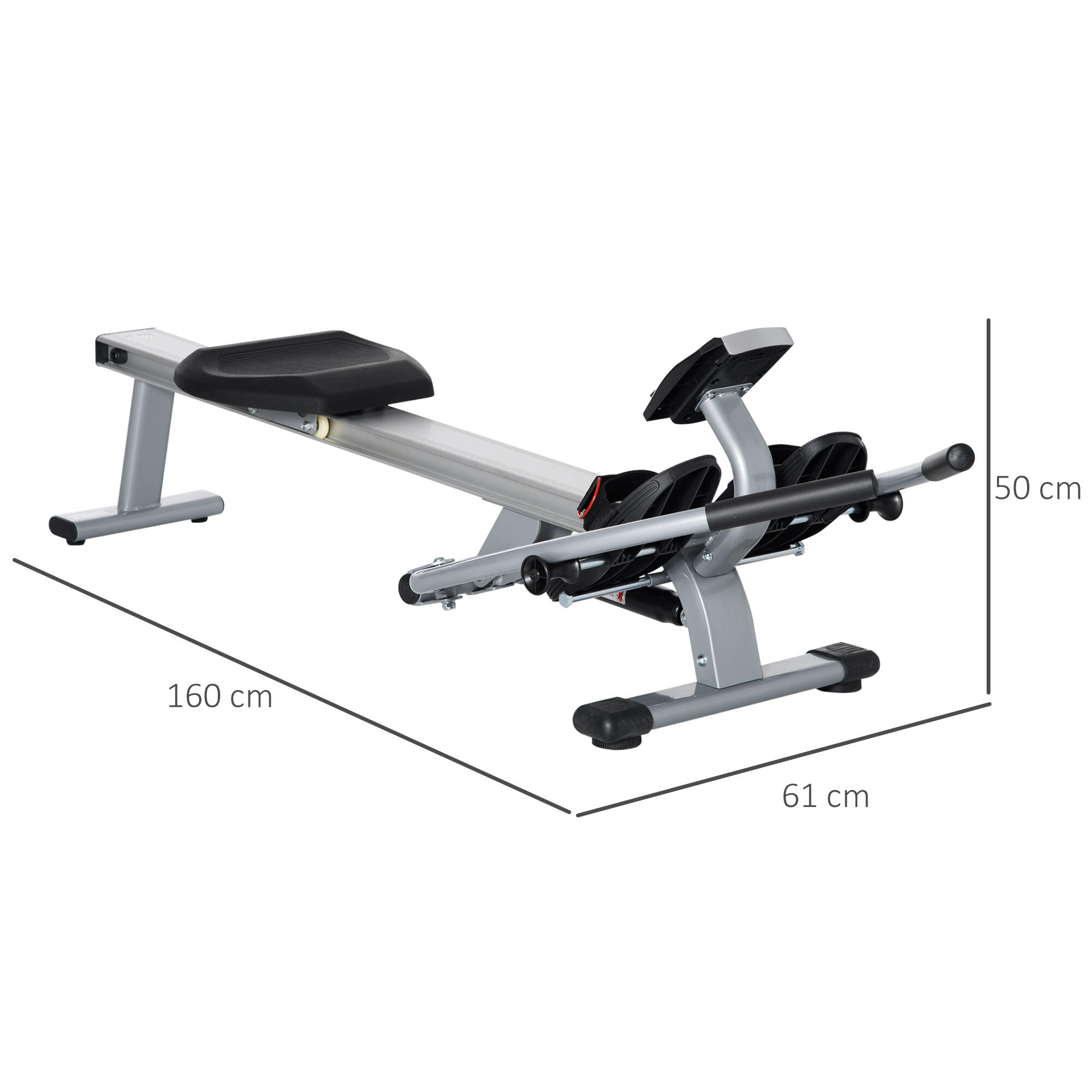HOMCOM Vogatore a 12 Resistenze con Monitor Digitale 160x61x50 cm 3/5