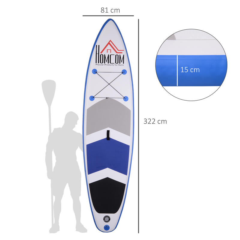 HomCom placa gonflabila stand up paddle 325x80x15cm