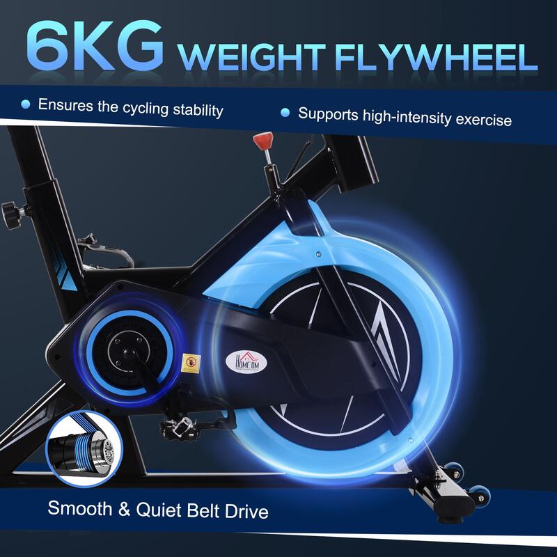 HOMCOM Cyclette con Intensità, Manubrio e Sellino Regolabili e Schermo LCD