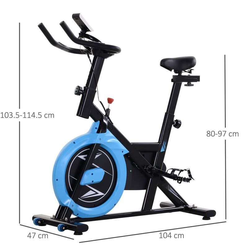 HomCom bicicleta fitness reglabila 47x104x103,5-114,5 cm