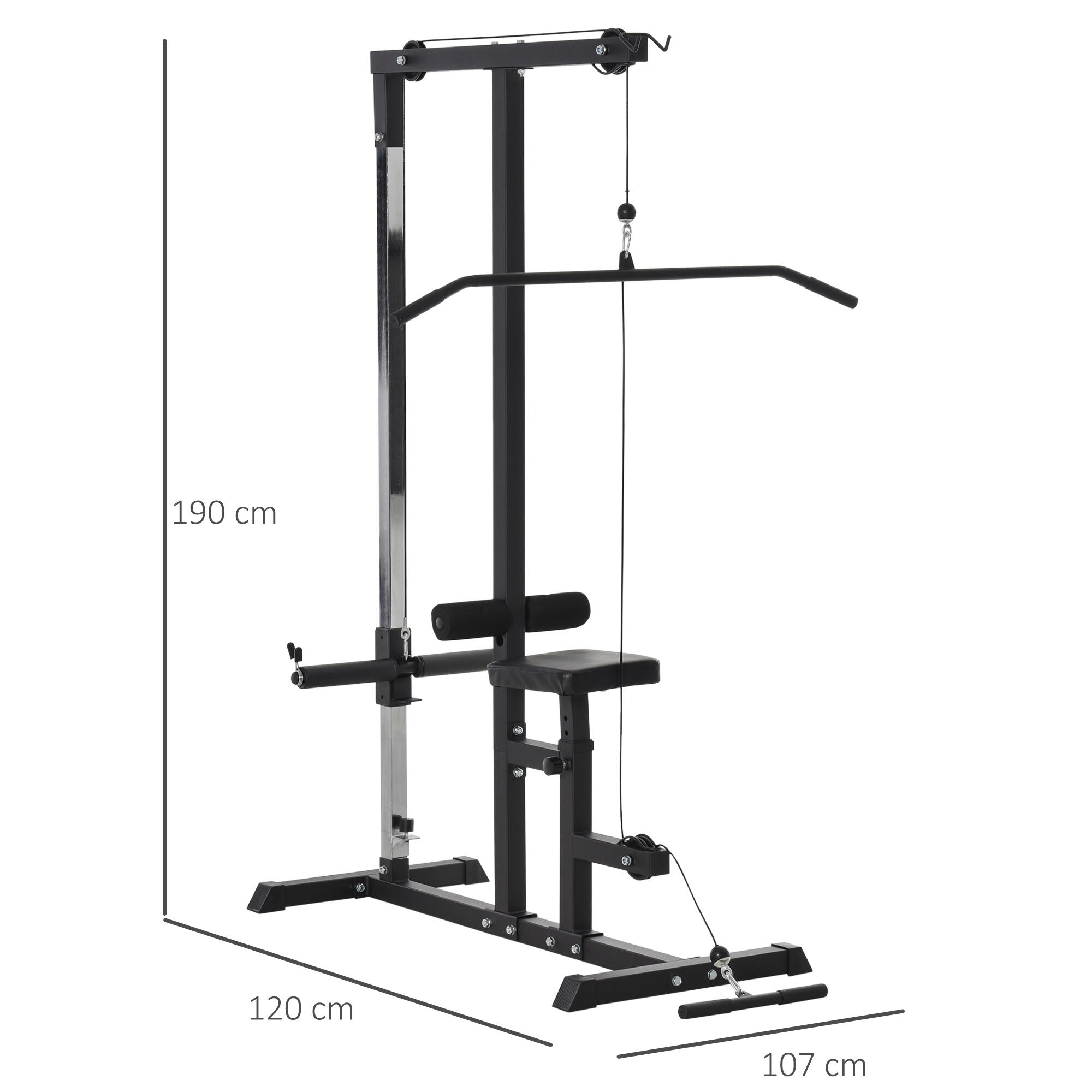 Máquina de Musculación HOMCOM 107x120x190 cm Negro 3/6