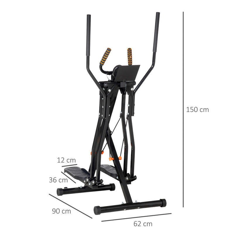 HOMCOM Bicicletta Ellittica 4 Livelli di Intensità Monitor LCD 2 Ruote Nera