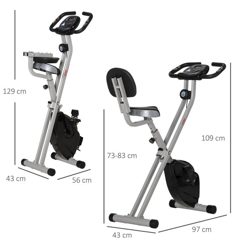 HOMCOM Bicicletă de fitness pliabilă cu 8 niveluri de rezistență magnetică
