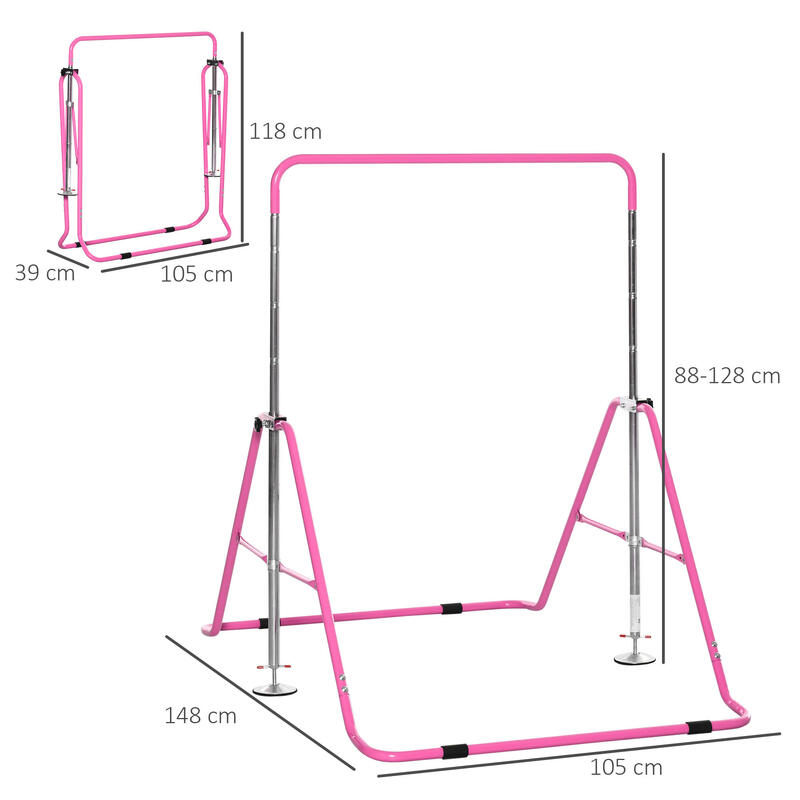 HomCom Bara de gimnastica pentru copii, bara de antrenament, roz