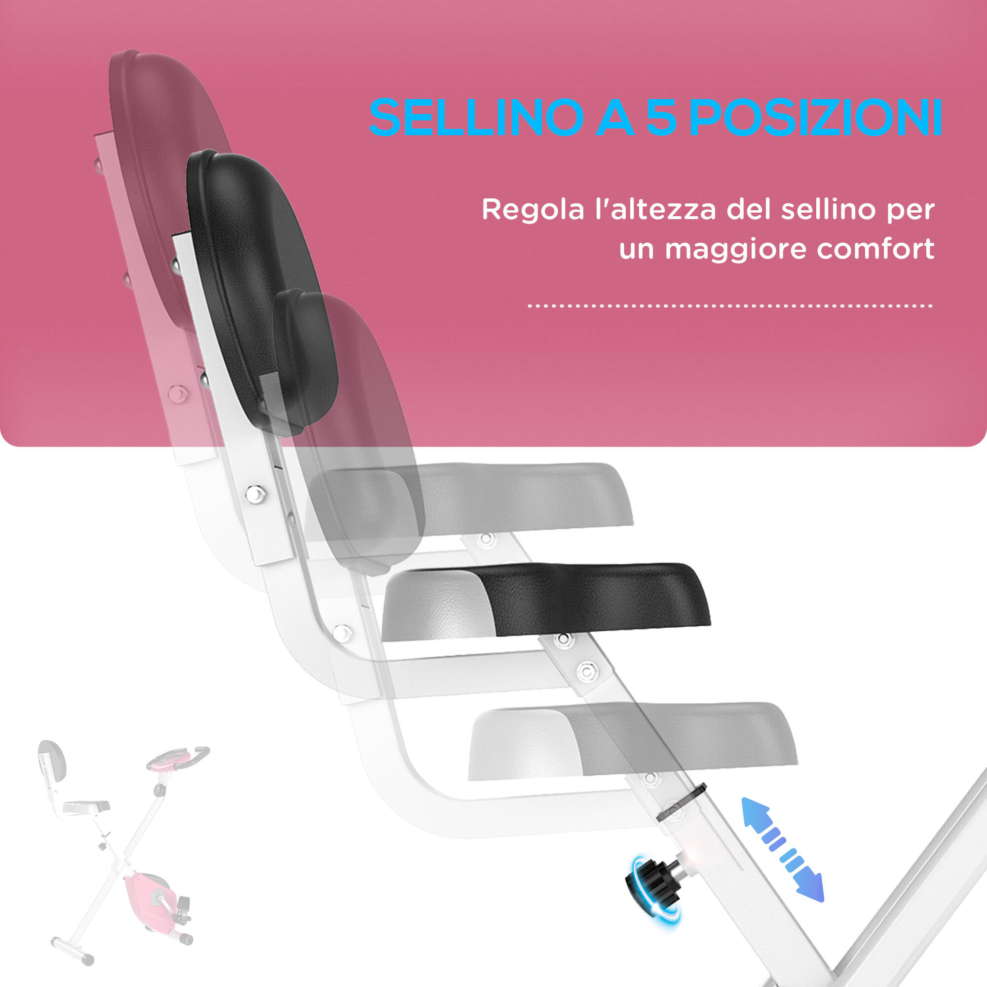 HOMCOM Cyclette Pieghevole Magnetica 8 Livelli di Resistenza e 5 Posizioni 6/7