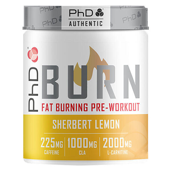 PHD NUTRITION PhD Nutrition | Burn Pre Workout Powder | Sherbert Lemon Flavour | 200g