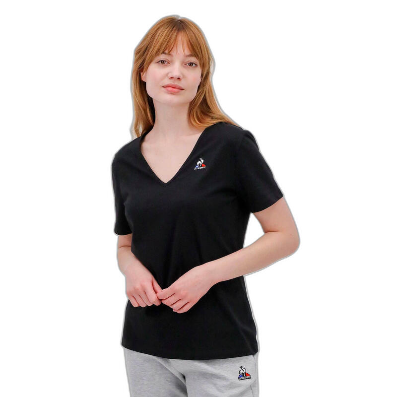 Camiseta de manga corta con cuello en V para mujer Le Coq Sportif Ess Col V N°1