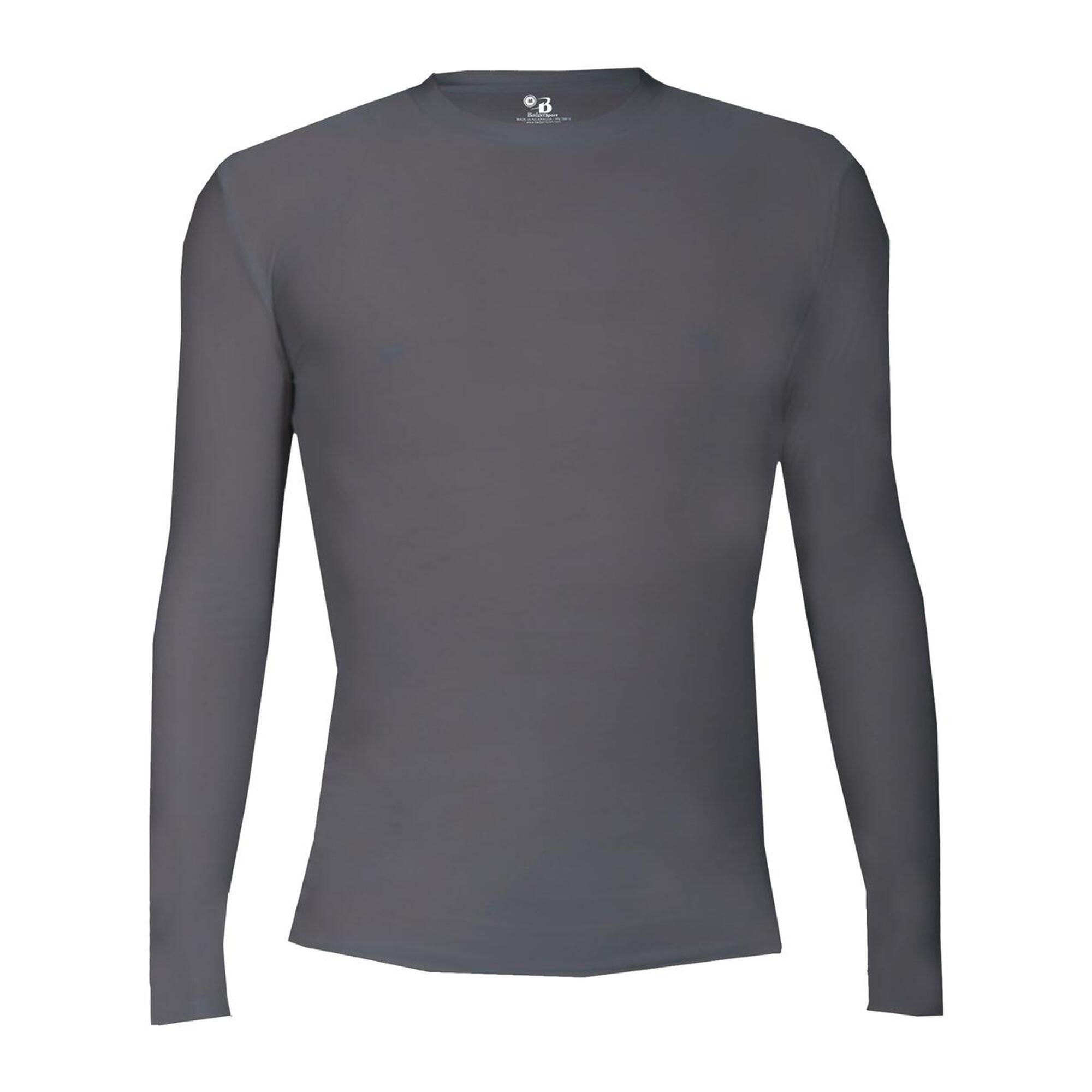 Badger Sport - Chemise À Manches Longues Pro Compression Adults Men Round Neck Undershirt - T-shirt Manches Longues - Gris - 40 M - Decathlon