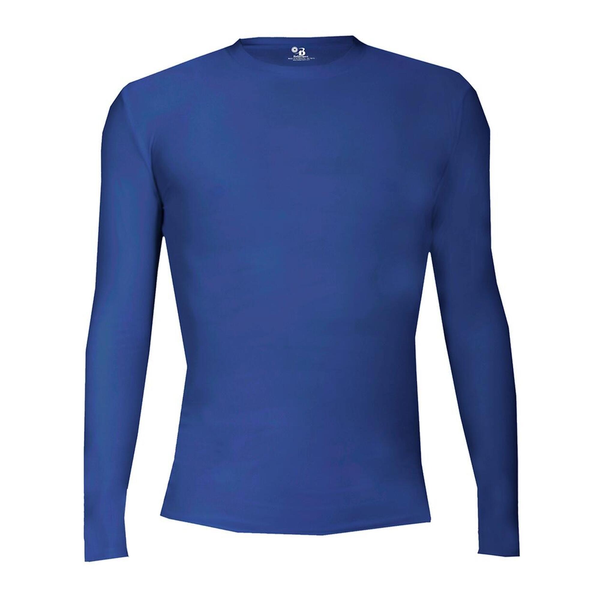 Badger Sport - Chemise À Manches Longues Pro Compression Adults Men Round Neck Undershirt - T-shirt Manches Longues - Bleu - 40 M - Decathlon