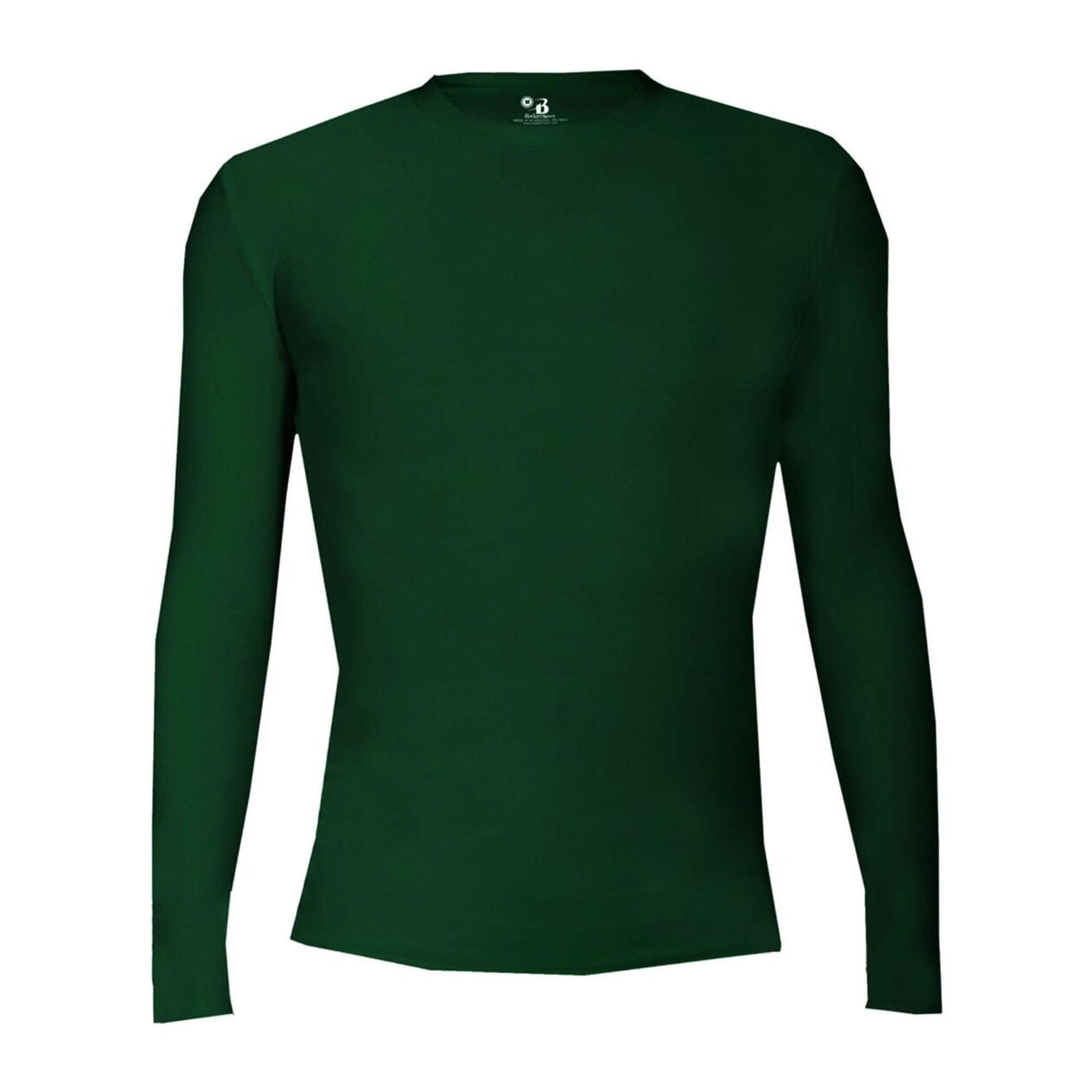 Badger Sport - Chemise À Manches Longues Pro Compression Adults Men Round Neck Undershirt - T-shirt Manches Longues - Vert - Petit - Decathlon