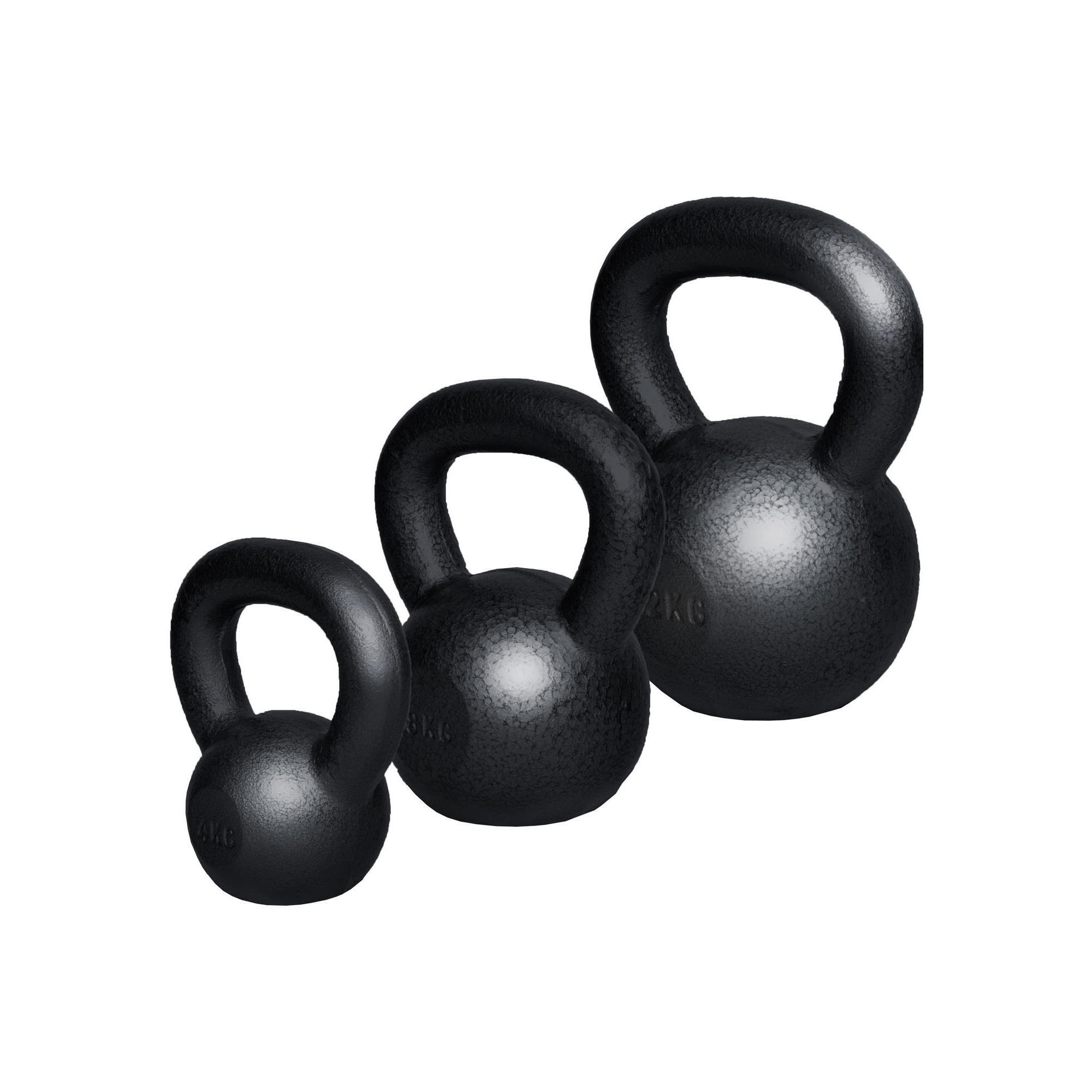 GORILLA SPORTS Kettlebell Gusseisen Schwarz 4-32 KG