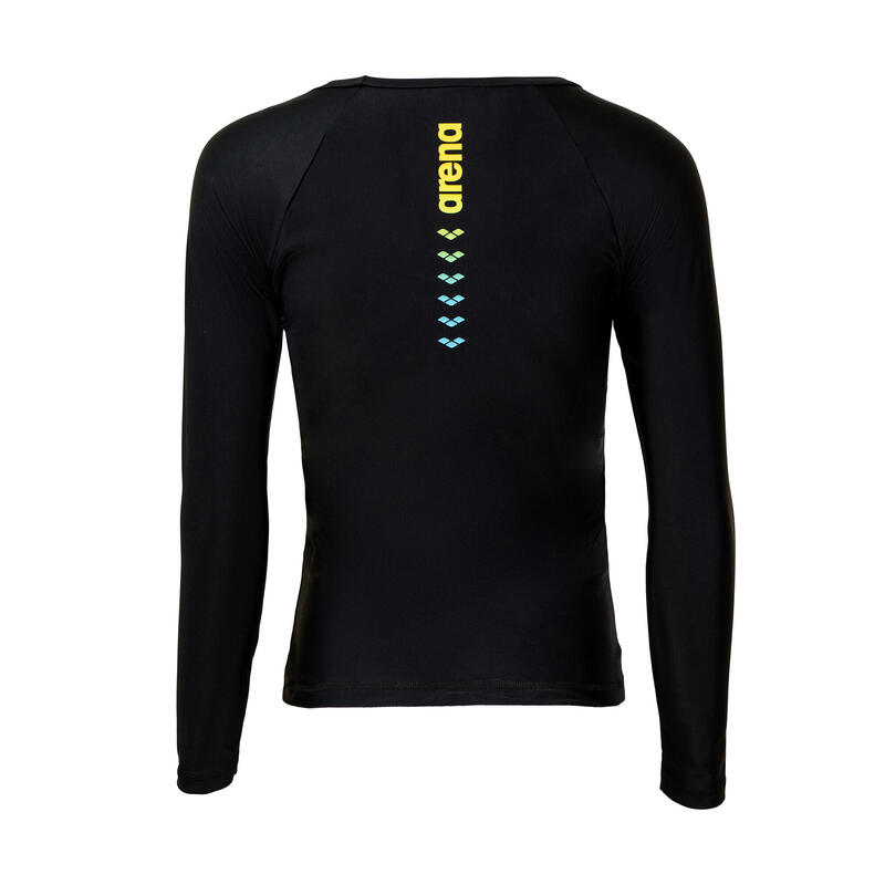 JUNIOR SWIMWEAR MOTION X ECO LONG SLEEVE SUN PROTECTION TOP - BLACK