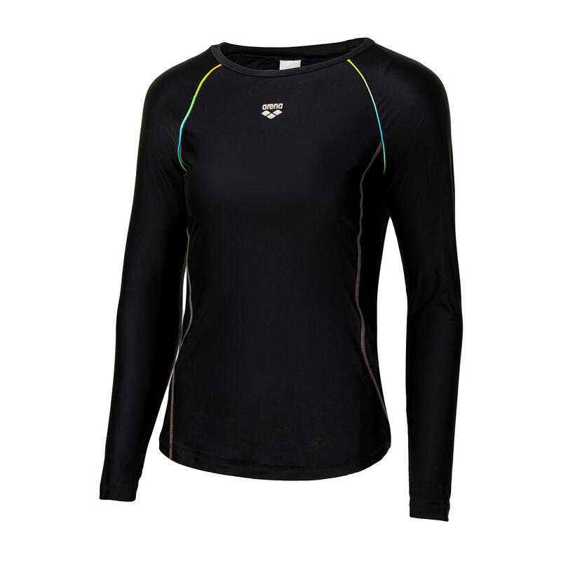 JUNIOR SWIMWEAR MOTION X ECO LONG SLEEVE SUN PROTECTION TOP - BLACK