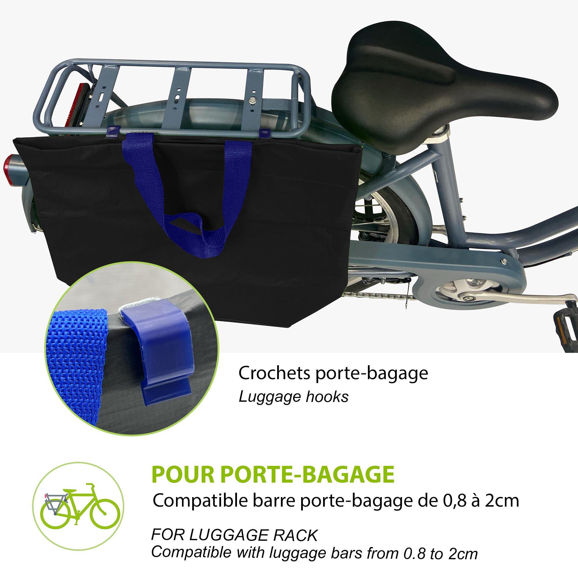 CABALIS Sac cabas porte bagages vélo - 18L - Noir 3/5