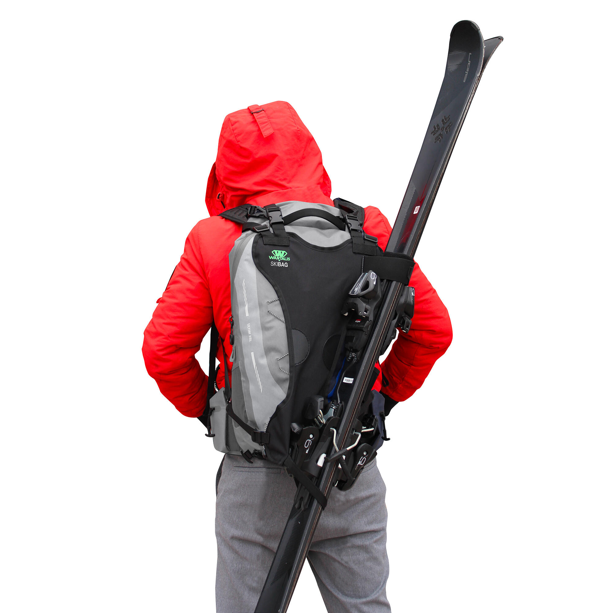 WANTALIS Skiträger für Rucksack - Schwarz