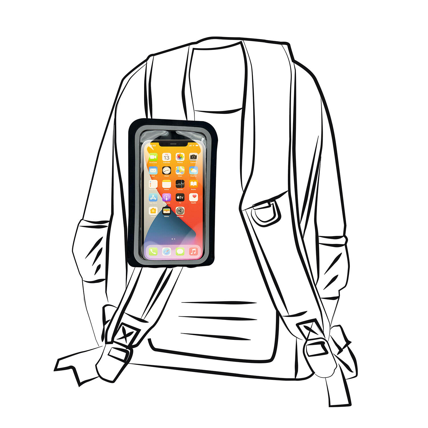 WANTALIS Abnehmbare Smartphone-Tasche - Lycra - Größe M - 5,8-Zoll-Telefon - Schwarz