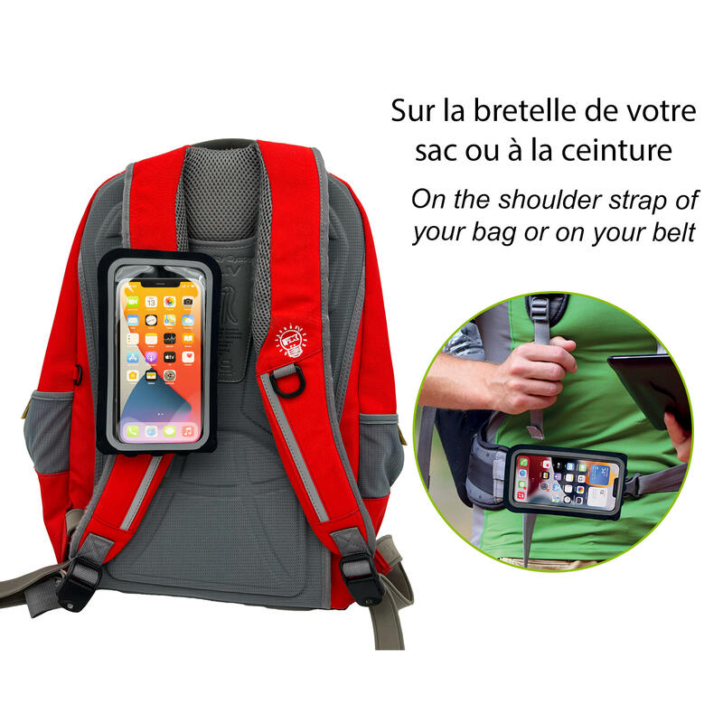 Pochette Smartphone Détachable - Lycra - Taille L - Téléphone 6,7 pouces - Noir