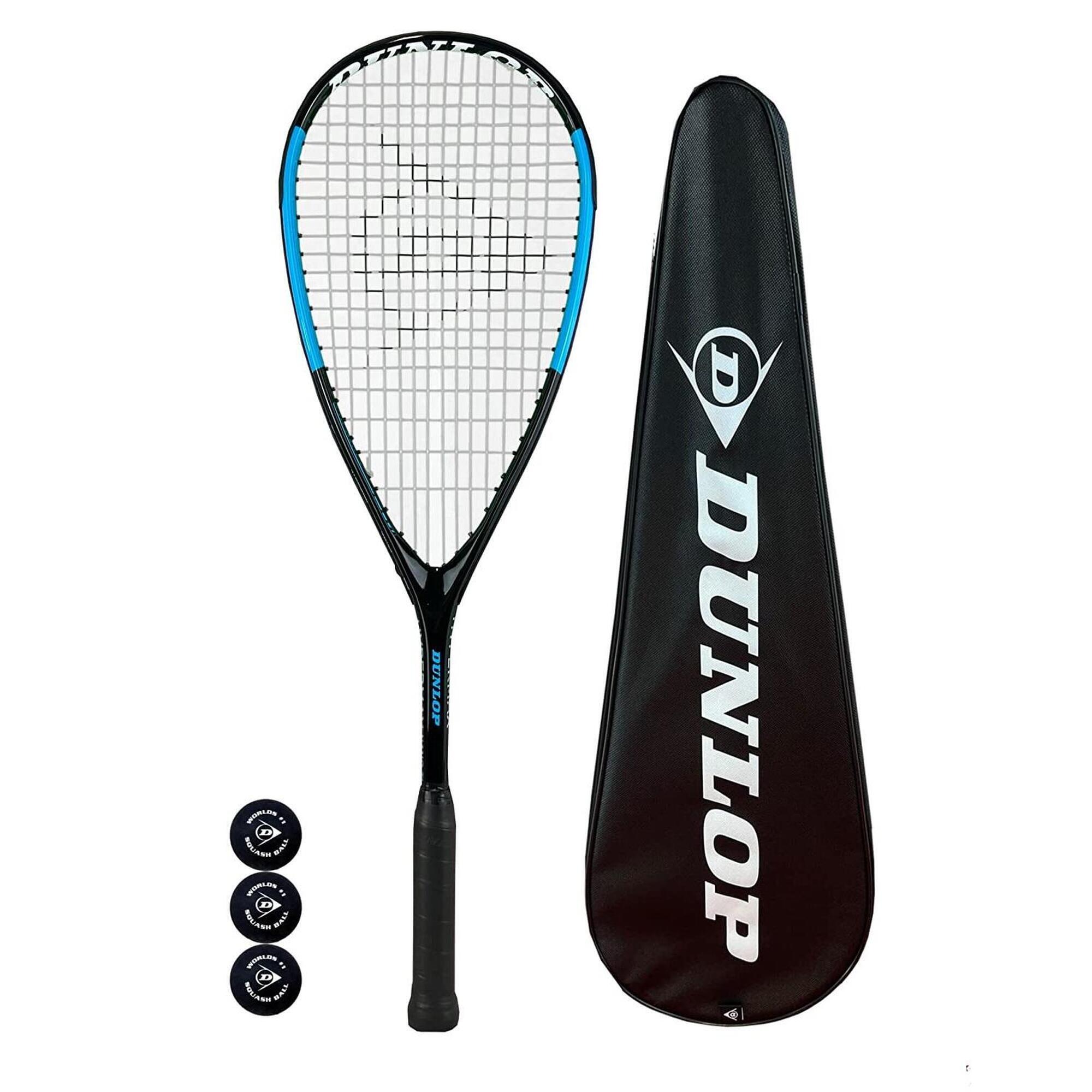 Dunlop Hypermax Nano Ti Squash Racket, inc Full Protective Cover & 3 Squash Ball 1/1