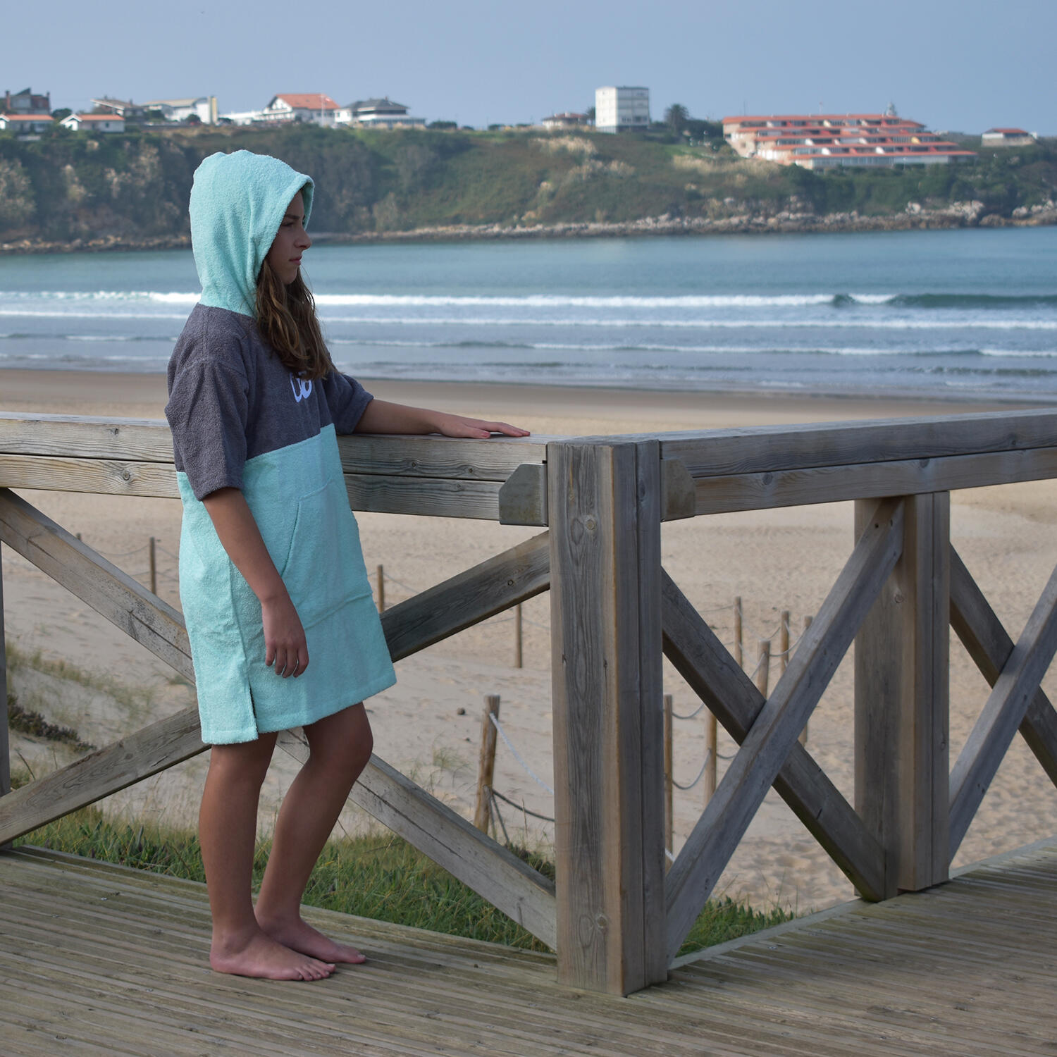 Poncho Toalla de Surf  ponchkids Menta / Gris/ Menta Kids 2/4
