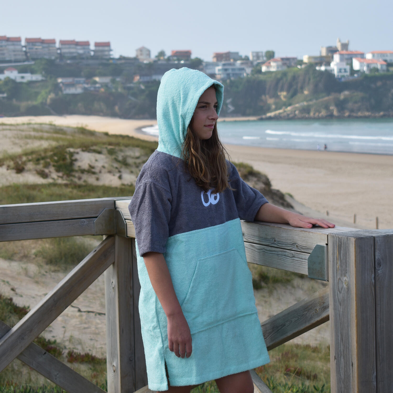 Poncho Toalla de Surf  ponchkids Menta / Gris/ Menta Kids 3/4