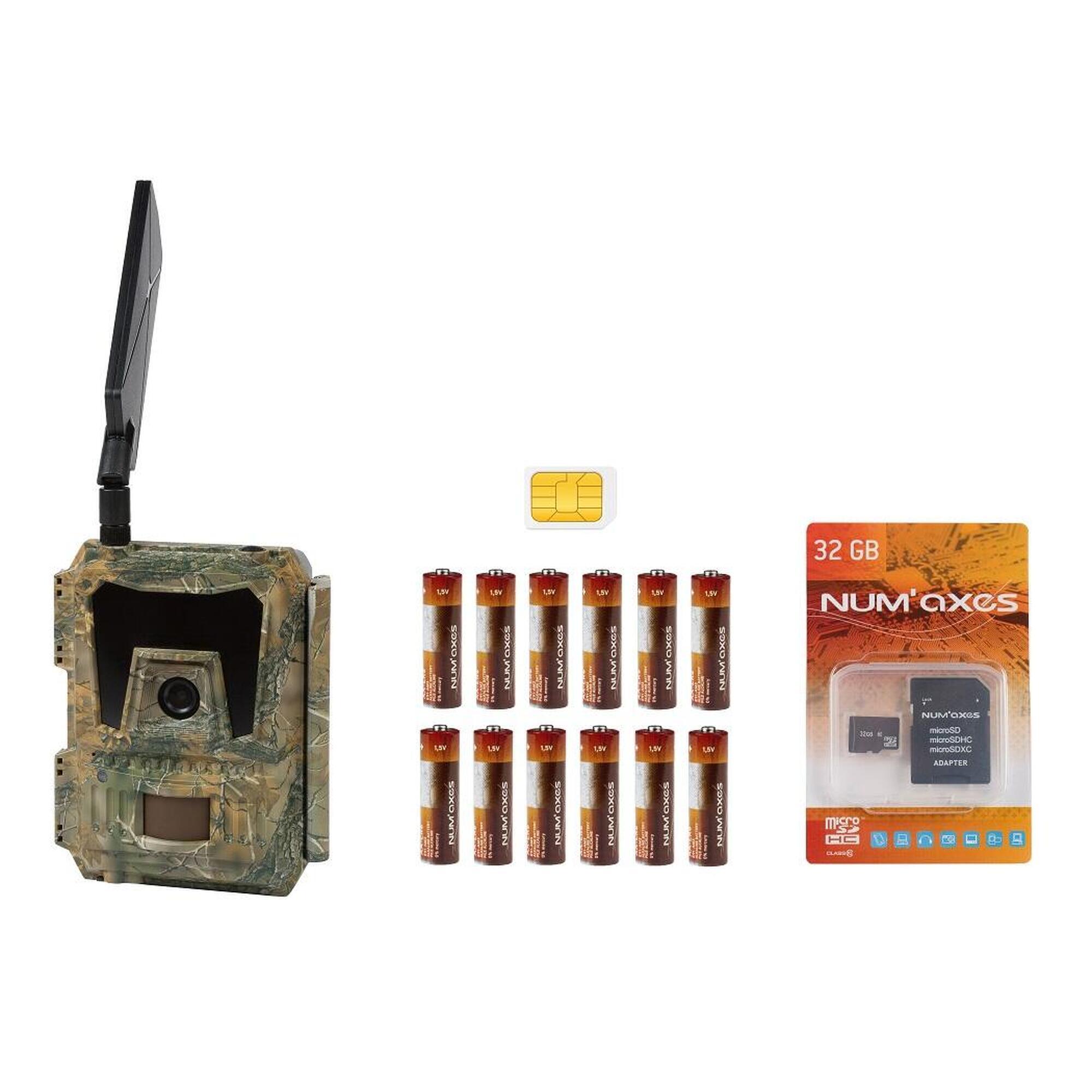 NUM'AXES PIE1052 Pack Cámara Trampa + Pilas + Tarjeta SD + Tarjeta SIM