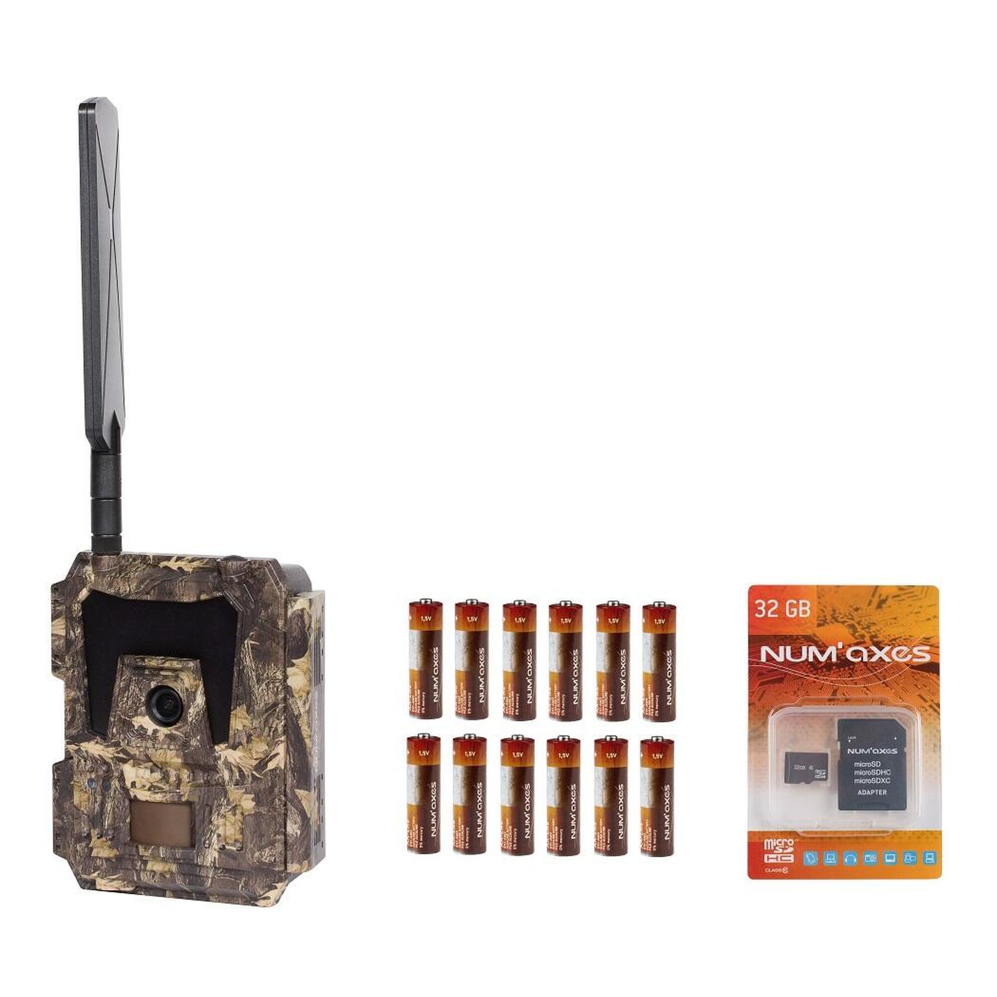 NUM'AXES Pack todo incluido: Cámara trampa PIE1046 + Pilas + Tarjeta de memoria